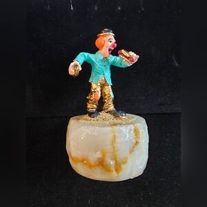 Rare Ron Lee 24k Gold Plated Clown Eating Hot Dog Figurine 1993